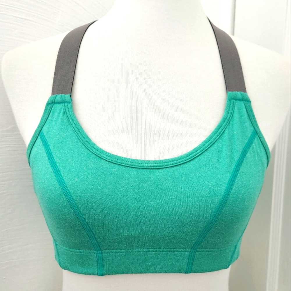 EUC Lole Luma Green Sports Bra Small Adjutable Crossover